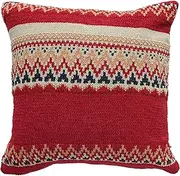 [Creative Co-Op] 18" Square Cotton Knit Chenille Pillow w/Pattern, Multi Color