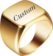 [Mulmoy] Custom Name Simple 316L Titanium Steel Blank Plain Men Ring Jewelry