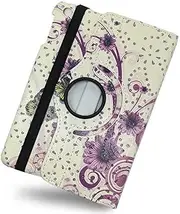 360 Rotating Leather Case Cover Samsung Galaxy Tab A8 10.5" (2021) X200 /X205 Purple Flower