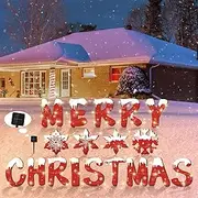 Hahood 18 Pieces Large Merry Christmas Yard Signs with Solar LED Light Christmas Red Snowflake Yard Signs with Stakes 15.7 Inch Waterproof Outdoor Letter Decoration Lawn Sign for Holiday Party Garden