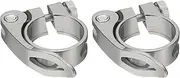 uxcell 2pcs Bike Seat Post Clamp 31.8mm Bicycle Clamp Aluminum Alloy Bike Quick Release Seat Post Collar for Diameter 27.2 to 28.6mm Bicycle Mountain Bike Road Bike Seat Post Tube, Silver