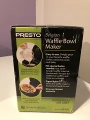 New Presto Belgium Waffle Bowl Maker Model #03500