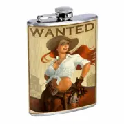 Hot Cowgirls D14 Flask 8oz Stainless Steel Hip Drinking Whiskey
