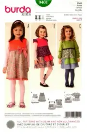 Burda Sewing Pattern 9401 Girls Dress Size US 2-7 NEW