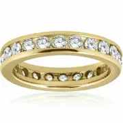 14K Yellow Gold 2 ct Channel Set Eternity Womens Anniversary Wedding Band Ring