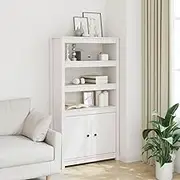 VRAXO Highboard White 80x35x154 cm Solid Wood Pine -28.7KG,823520