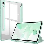[FINTIE] Hybrid Slim Case for Samsung Galaxy Tab S10 FE/ S9 FE 5G 10.9 Inch/Tab S9 11 Inch with S Pen Holder, Shockproof Cover with Clear Transparent Back Shell, Auto Wake/Sleep, Green