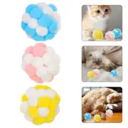 3 Pcs Ball Gnaw Toys Cat Balls with Bell Self Diversion Interactive