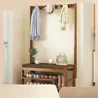 97x168cm Hallway Bench Coat Rack Stand Multifunctional Hall Shelf Entryway