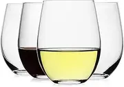 [LUXU] Stemless Wine Glasses(Set of 4)-20 oz,Crystal Wine Cups for Red or White Wine,Large Water Juice Glasses,No Stem Glass Beverage Cups,Clear Drinking Tumblers for Any Occasion