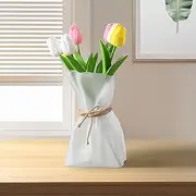 FOWSEEK 6 Inch Small Glass Flower Vase, Irregular Shaped Flower Vases for Centerpiece Table Indoor Desk Decor, Modern Art Decorative Vase for Home Office Wedding Bookshelf Housewarming Gift