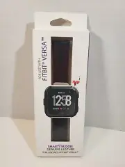 Smart Buddie Genuine Leather Band For Fitbit VERSA Adjustable Strap - Black