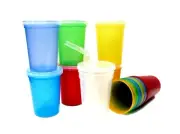 14 Small 12 Oz Plastic Drinking Glasses/ Cups, Lids & Straws Mfg.USA Lead Free