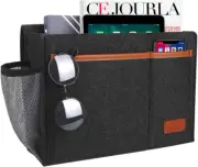 Bedside Caddy Organizer – Hanging Felt Storage Bag with 5 Pockets, Dark Gray