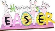 PACKOVE Easter Wood Sign Happy Easter Bunny Table Centerpiece Decor Rustic Tabletop Decoration for Holiday Celebrations Lasting Use and Easy Setup for Spring Decor