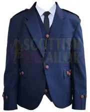 Scottish Navy Blue Tweed Argyll Kilt Jacket For Men Argyll Kilt Jacket For Sale