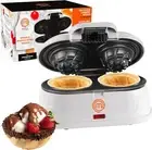 MasterChef Double Waffle Bowl Maker, Bakes Two 4" Bowls at Once, Fun for Parties