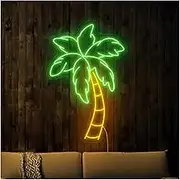 Sign Lamp Palm Tree Neon Sign USB Powered Tropical Art Hotel Restaurant Wall Decor Beach Neon Sign Decor 35cmx40cm(A)