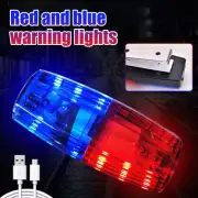 LED Blue Red Strobe Light Shoulder Clip Lamp Riding USB Rechargeable US