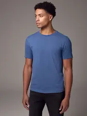 Blue Slim Fit Essential Crew Neck Cotton T-Shirt (E91691) | $15