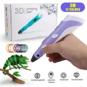 LCD 3D Printing Pen Drawing Pen Printer +USB+ Free 12 colors PLA Filaments DIY