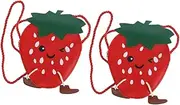 [OATIPHO] Strawberry Shoulder Bag Kids Crossbody Purse with Adjustable Strap Novelty Straw Woven Bag