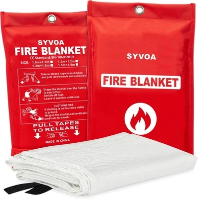 Supreme Quality Emergency Fire Blanket - Pack of 2 | Reusable Large, White
