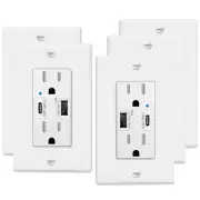 USB Type C Wall Outlet 4.2A High Speed Receptacle TR Smart Chip for iPhone 5Pack