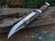 18" Hand Forged Carbon Steel Bowie Knife Crocodile Dundee Knife / Leather Sheath