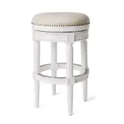 Maven Lane Pullman Backless Swivel Kitchen Bar Stool, White Oak Finish