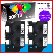 4PK Black on White D1 40913 Label Tape for DYMO LabelManager 360D 450D PC PC II