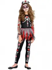 Scared to the Bone Girls Day of the Dead Costume