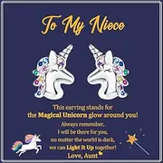 [ticurills] Unicorn Earrings for Girls, CZ Stud Unicorn Earrings Ideals Unicorn Gifts for 8 9 10 12 Years Old Girls Trendy Stainless Steel Earrings, Small, Metal, Cubic Zirconia