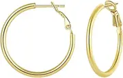 9ct Gold Filled Hoop Creole Earrings for Women,Round Women Hoop Earrings Yulovee.