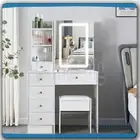 Dressing Table Stool Set With Smart LED Lights Mirror Vanity Desk Makeup Table