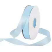 25 Yard Satin Ribbon Thick Double Face Grosgrain Silk Ribbon 0.6" Light Blue