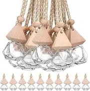 Demissle 50 Pcs Car Air Freshener Diffuser Bottle Empty Bulk Glass Perfume Bottles Hanging Essential Oil Bottle Pendant Aromatherapy Fragrance Bottle Ornament (Diamond and Triangle)