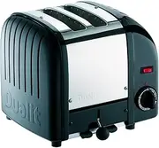 [Dualit] Classic 2 Slice Vario Toaster - Stainless Steel, Hand Built in the UK - Replaceable ProHeat Elements - Defrost Bread, Mechanical Timer - Replaceable Parts- Black Gloss