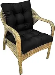 Outdoor Low Back Wicker Chair Cushion Thicken Durable Garden Terrace Dining Chair Cushion Seat Replacement Cushion(Black)