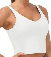 Women’s Longline Sports Bra Wirefree Padded Medium Support Yoga Bras Gym Running Workout Tank Tops
