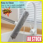 Adjustable Rubber Pet Hair Removal Broom Squeegee Long Handle Carpet Hard FloorA