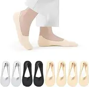 [SSKHE] 8 Pairs No Show Socks, Non Slip Invisible Boat Socks, Cotton Ultra Low Cut Liner Socks, Ice Silk Invisible Shoe Socks for Loafers Sneakers Flats Shoes, Skin, 4.5-8 US