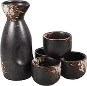 iplusmile 1Set Japanese Sake Set Vintage Sake Kettle with Cups Traditional Serving Set for Home Bar and Special Occasions and Easy to Clean Set
