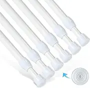 6Pcs Tension Rod, Goowin Tension Rods for Windows, No Drilling Rustproof Spring Adjustable Tension Curtain Rod for Doors, Windows, Wardrobe Bars, Drying Support Rods (White, 28-48 inch)