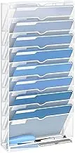 DALTACK Wall File Holder 10 Tier Hanging Wall File Organizer, for Papers Mails Folders Clipboard Magazine Organization, for Office Home, Mesh Metal, White