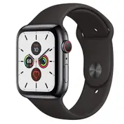 Apple Watch Series 5 (LTE) 44mm Gray S Steel Black Band - Excellent(Refurbished)