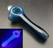 UV Atomic Blue Stardust Pipe + Opal Handmade in USA Subconscious Design