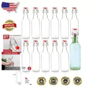 Durable 12oz Glass Beer Bottles - 12 Pack with Strong Flip Caps for Brewing