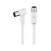 Goobay Angled Antenna Cable (<70 dB) (M/F) 1.5M for TVs/Radios/Receivers - White - 1.5 Metres