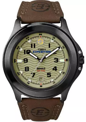 Timex T47012 Men's Expedition Metal Field Brown Leather Strap Watch